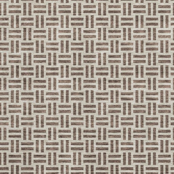 HomeRoots 10' Chocolate & Beige Geometric Washable Area Rug - Durable, Stylish, UV-Resistant for Homes 677225