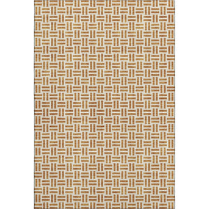 HomeRoots 5' X 8' Copper and Ivory Geometric Washable Area Rug – Durable, UV-Protected, Perfect for Busy Homes! 677227