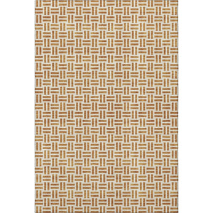 HomeRoots 5' X 8' Copper and Ivory Geometric Washable Area Rug – Durable, UV-Protected, Perfect for Busy Homes! 677227