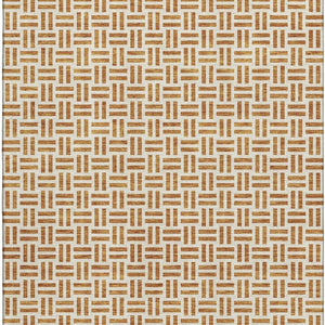 HomeRoots 8' X 10' Copper And Ivory Geometric Washable Area Rug - Stylish, Durable, UV-Protected, Low-Maintenance 677229