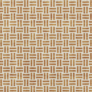 HomeRoots 9' X 12' Copper and Ivory Geometric Area Rug - UV Protected, Stain Resistant, Soft & Stylish Design 677230