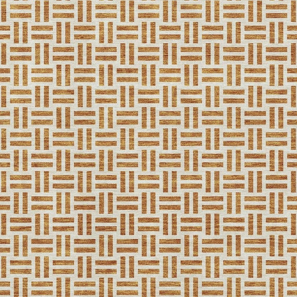 HomeRoots 9' X 12' Copper and Ivory Geometric Area Rug - UV Protected, Stain Resistant, Soft & Stylish Design 677230