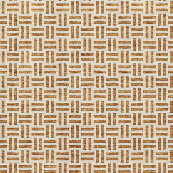 HomeRoots 10' X 14' Copper and Ivory Geometric Area Rug - Machine Washable, UV Protected, Durable & Stylish Design 677231