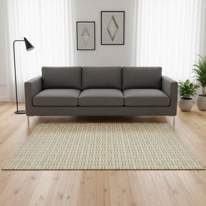 HomeRoots 5' X 8' Stylish Gold and Ivory Geometric Area Rug - Washable, UV Resistant, Pet-Friendly Design! 677239