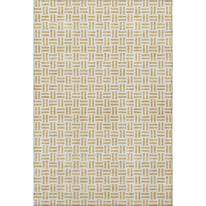 HomeRoots 5' X 8' Stylish Gold and Ivory Geometric Area Rug - Washable, UV Resistant, Pet-Friendly Design! 677239