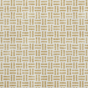 HomeRoots 9' X 12' Gold And Ivory Geometric Area Rug - Washable, UV Protected, Stain-Resistant, Durable Design 677242