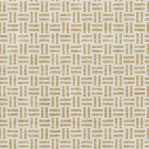 HomeRoots 10' Geometric Gold and Ivory Washable Area Rug with UV Protection - Stylish, Durable, and Easy Care 677243