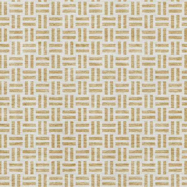 HomeRoots 10' Geometric Gold and Ivory Washable Area Rug with UV Protection - Stylish, Durable, and Easy Care 677243