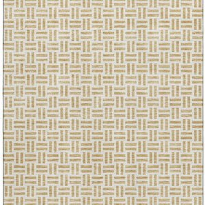 HomeRoots 10' Geometric Gold and Ivory Washable Area Rug with UV Protection - Stylish, Durable, and Easy Care 677243
