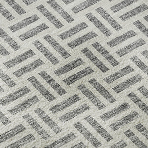 HomeRoots 8' x 10' Gray and Ivory Geometric Washable Area Rug with UV Protection for Modern Homes and Style 677247