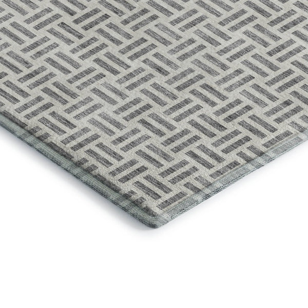 HomeRoots 9' X 12' Gray And Ivory Geometric Washable Area Rug – Stylish, Stain-Resistant, UV-Protected Design! 677248
