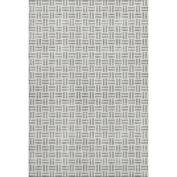 HomeRoots 10' X 14' Gray and Ivory Geometric Area Rug - Washable, Stain-Resistant, UV Protection for Homes! 677249