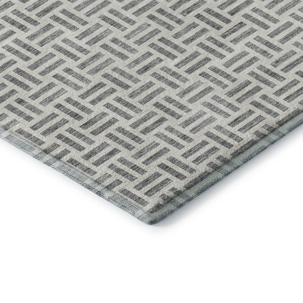 HomeRoots 10' X 14' Gray and Ivory Geometric Area Rug - Washable, Stain-Resistant, UV Protection for Homes! 677249