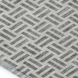 HomeRoots 10' X 14' Gray and Ivory Geometric Area Rug - Washable, Stain-Resistant, UV Protection for Homes! 677249