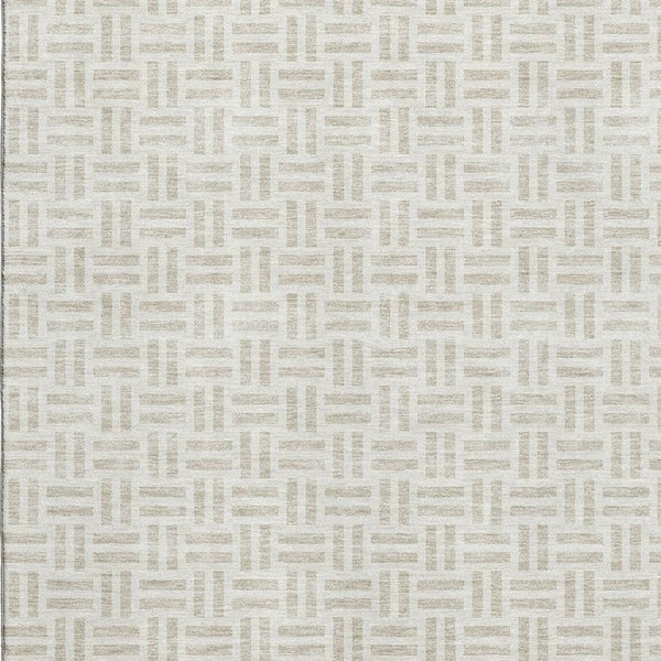 HomeRoots 5' X 8' Ivory and Beige Geometric Area Rug - Stylish, Washable, UV-Protected, Perfect for High-Traffic Spaces 677251