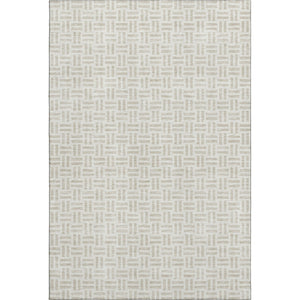 HomeRoots 9' X 12' Ivory and Beige Geometric Area Rug – Washable, Stain-Resistant, UV Protected for High-Traffic Spaces 677254