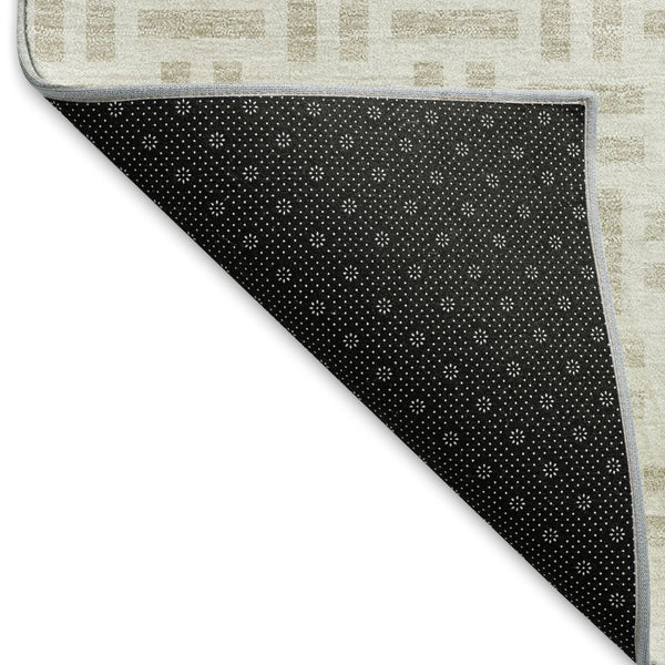 HomeRoots 9' X 12' Ivory and Beige Geometric Area Rug – Washable, Stain-Resistant, UV Protected for High-Traffic Spaces 677254