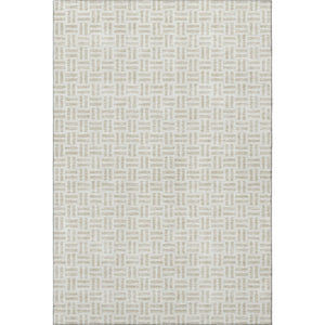 HomeRoots 9' X 12' Ivory and Beige Geometric Area Rug – Washable, Stain-Resistant, UV Protected for High-Traffic Spaces 677254