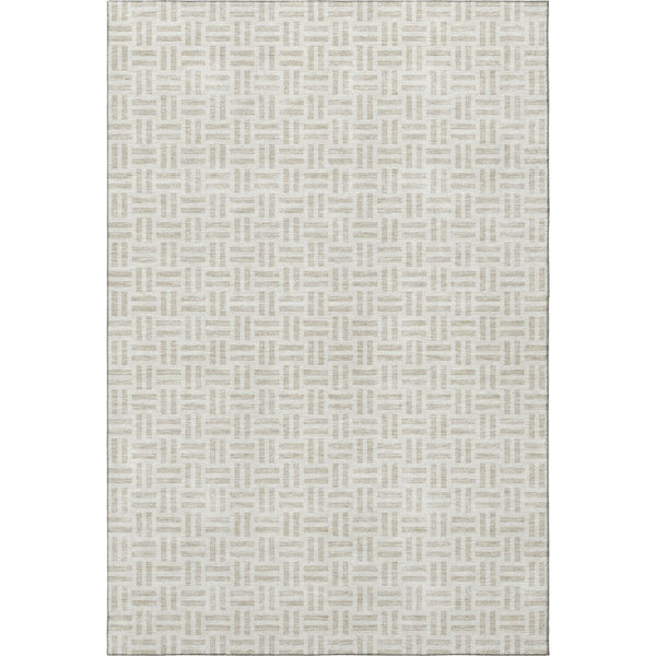 HomeRoots 9' X 12' Ivory and Beige Geometric Area Rug – Washable, Stain-Resistant, UV Protected for High-Traffic Spaces 677254