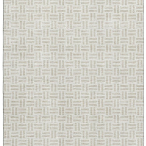 HomeRoots 10' x 14' Ivory and Beige Geometric Area Rug - Stylish, Washable, UV-Protected for Modern Living Spaces 677255