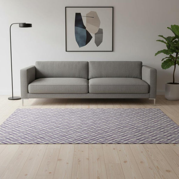 HomeRoots 5' X 8' Modern Lavender and Ivory Geometric Area Rug - Durable, Washable, UV-Protected Home Accent 677257