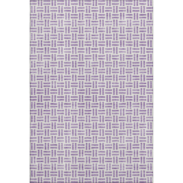 HomeRoots 5' X 8' Modern Lavender and Ivory Geometric Area Rug - Durable, Washable, UV-Protected Home Accent 677257