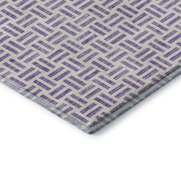 HomeRoots 5' X 8' Modern Lavender and Ivory Geometric Area Rug - Durable, Washable, UV-Protected Home Accent 677257