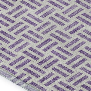 HomeRoots 5' X 8' Modern Lavender and Ivory Geometric Area Rug - Durable, Washable, UV-Protected Home Accent 677257