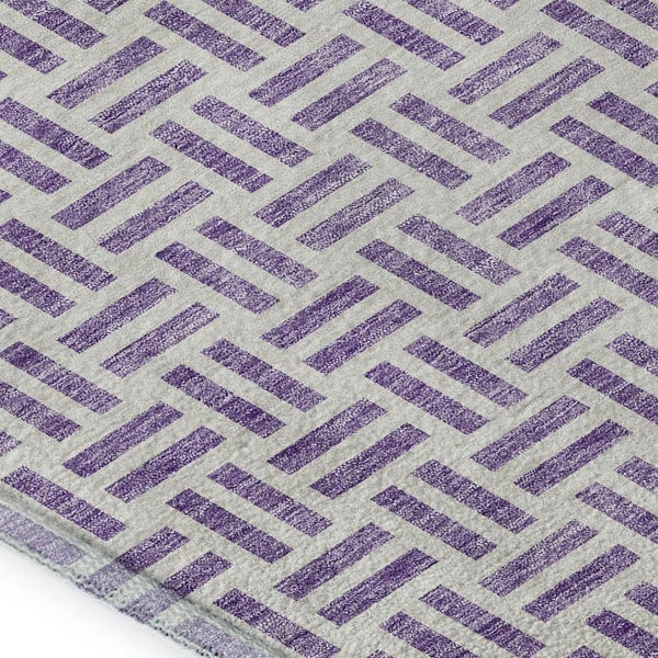 HomeRoots 5' X 8' Modern Lavender and Ivory Geometric Area Rug - Durable, Washable, UV-Protected Home Accent 677257