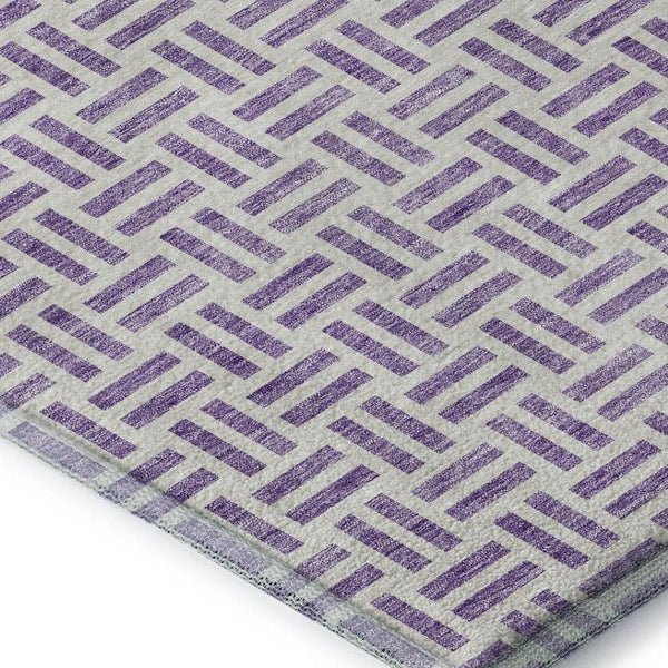 HomeRoots 5' X 8' Modern Lavender and Ivory Geometric Area Rug - Durable, Washable, UV-Protected Home Accent 677257
