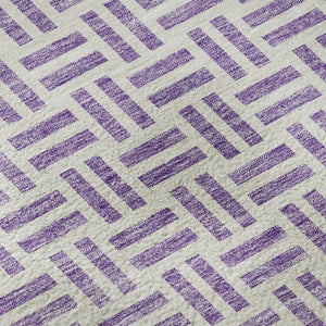 HomeRoots 8' Lavender and Ivory Geometric Round Washable Rug with UV Protection for Modern Homes & Nurseries 677258