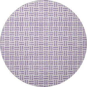 HomeRoots 8' Lavender and Ivory Geometric Round Washable Rug with UV Protection for Modern Homes & Nurseries 677258