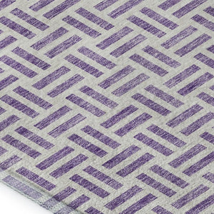 HomeRoots 8' X 10' Stylish Lavender & Ivory Geometric Area Rug - Washable, UV Protected, Family-Friendly Design 677259