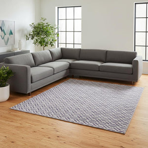 HomeRoots 9' X 12' Stylish Lavender & Ivory Geometric Area Rug – Durable, Washable, UV-Protected for Modern Homes 677260