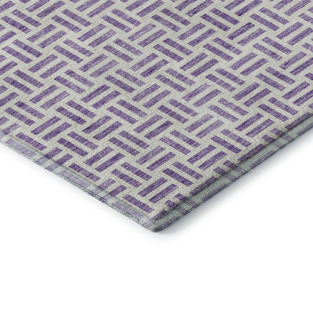 HomeRoots 9' X 12' Stylish Lavender & Ivory Geometric Area Rug – Durable, Washable, UV-Protected for Modern Homes 677260