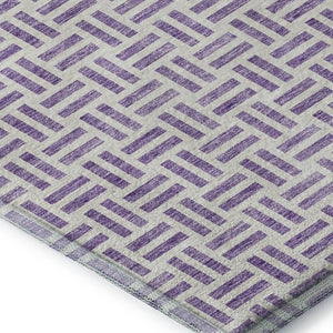 HomeRoots 9' X 12' Stylish Lavender & Ivory Geometric Area Rug – Durable, Washable, UV-Protected for Modern Homes 677260