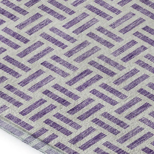HomeRoots 10' X 14' Stylish Lavender & Ivory Geometric Area Rug - Washable, UV Protected, Stain Resistant Design 677261