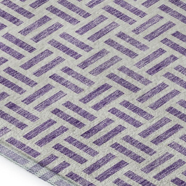 HomeRoots 10' X 14' Stylish Lavender & Ivory Geometric Area Rug - Washable, UV Protected, Stain Resistant Design 677261