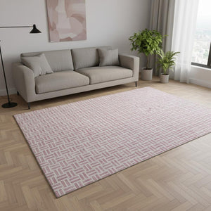 HomeRoots 5' X 8' Pink and Ivory Geometric Area Rug - Stylish, Washable, and UV-Protected for Busy Homes 677263
