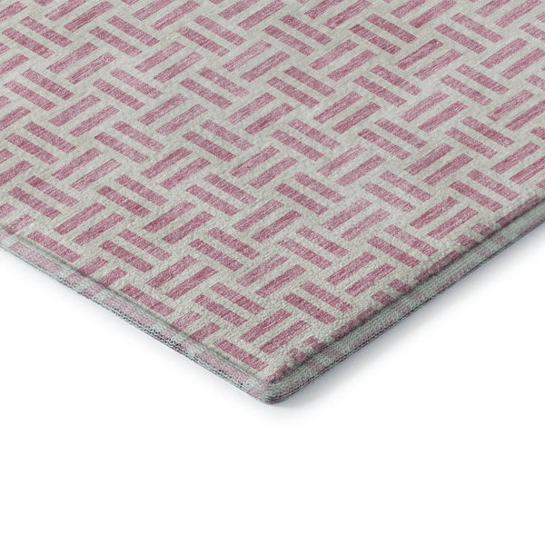 HomeRoots 8' Pink and Ivory Geometric Round Rug - Washable, UV-Protected, Stylish Floor Covering for Every Room 677264