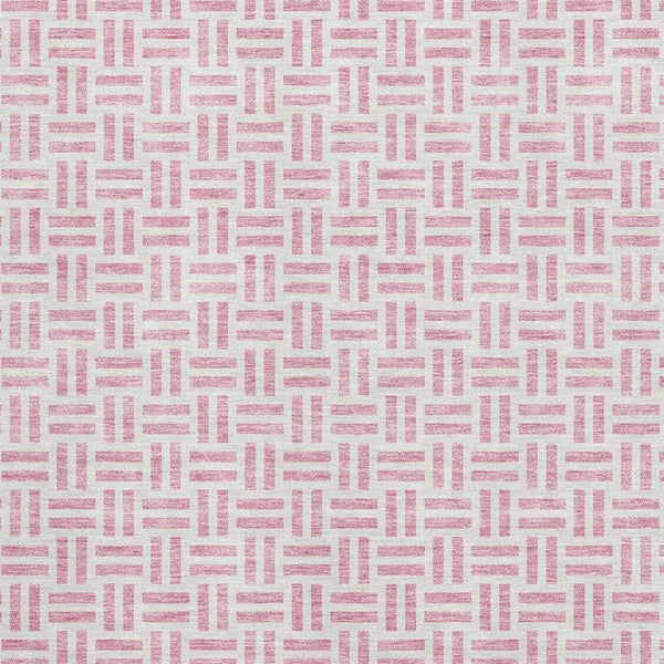 HomeRoots 8' X 10' Pink And Ivory Geometric Area Rug - Washable, UV Protected, Stylish for Homes & Families 677265