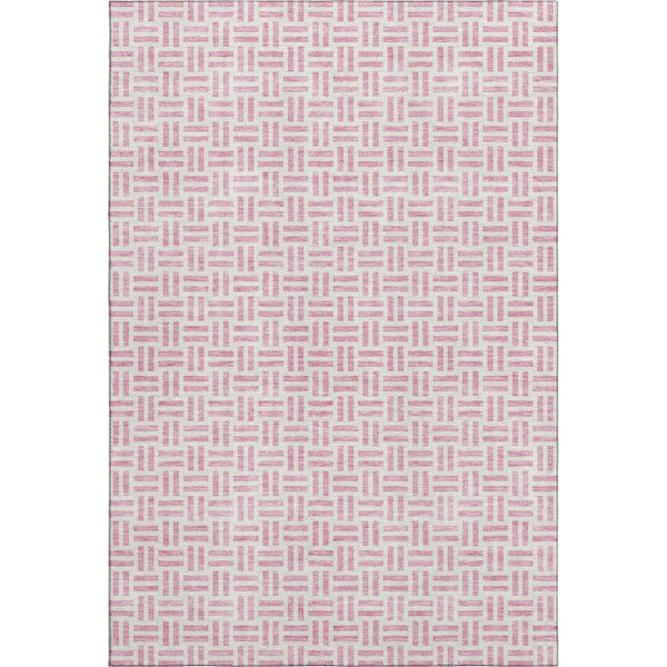 HomeRoots 9' X 12' Cozy Pink and Ivory Geometric Washable Area Rug with UV Protection for Family Living Spaces 677266
