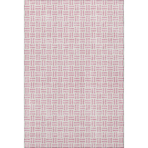 HomeRoots 9' X 12' Cozy Pink and Ivory Geometric Washable Area Rug with UV Protection for Family Living Spaces 677266