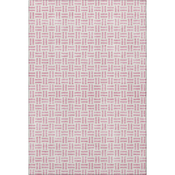 HomeRoots 9' X 12' Cozy Pink and Ivory Geometric Washable Area Rug with UV Protection for Family Living Spaces 677266