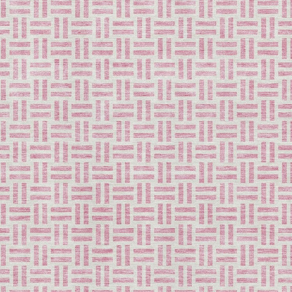 HomeRoots 10' Washable Pink and Ivory Geometric Area Rug – UV Protected, Durable, Ideal for Busy Homes 677267