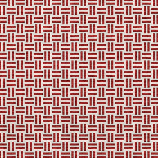 HomeRoots 5' X 8' Red And Ivory Geometric Area Rug - Washable, Stain-Resistant, UV Protected for Modern Homes 677269