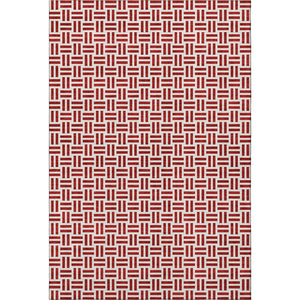 HomeRoots 8' X 10' Geometric Red & Ivory Washable Area Rug with UV Protection – Perfect for Active Homes! 677271