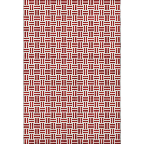 HomeRoots 8' X 10' Geometric Red & Ivory Washable Area Rug with UV Protection – Perfect for Active Homes! 677271
