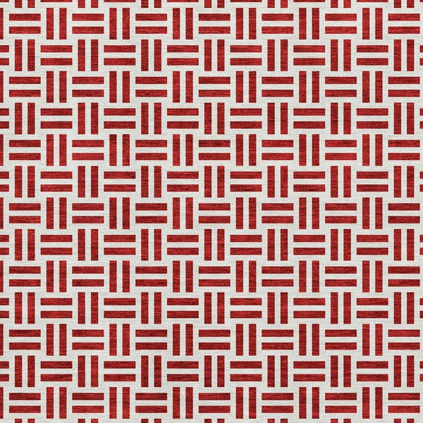 HomeRoots 9' X 12' Red & Ivory Geometric Area Rug - Washable, UV-Protected, Stylish for Busy Homes 677272