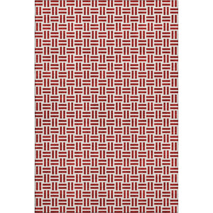 HomeRoots 10' X 14' Red and Ivory Geometric Area Rug – Durable, Washable, UV-Protected for High-Traffic Spaces 677273